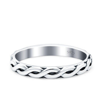 Braid Oxidized Band Solid 925 Sterling Silver Thumb Ring (3mm)